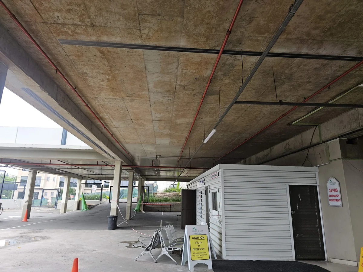 Existing building structure opened for alteration and strengthening work